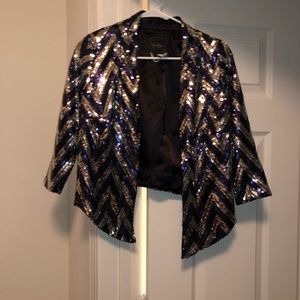 JSimpson 3/4 sequin chevron blazer